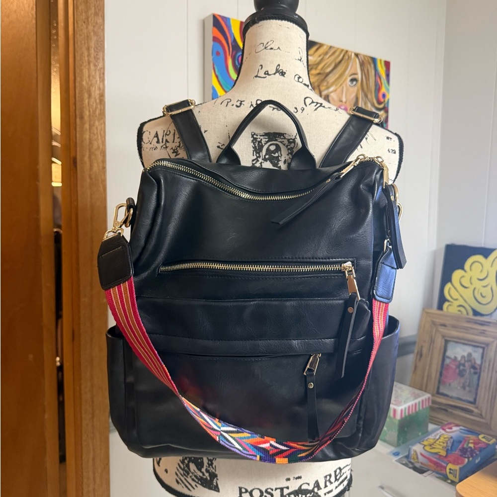 Never used vegan leather backpack/purse